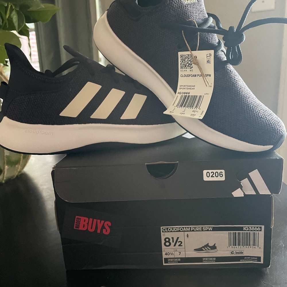 adidas Cloudfoam Pure SPW Navy and White Athletic Shoes